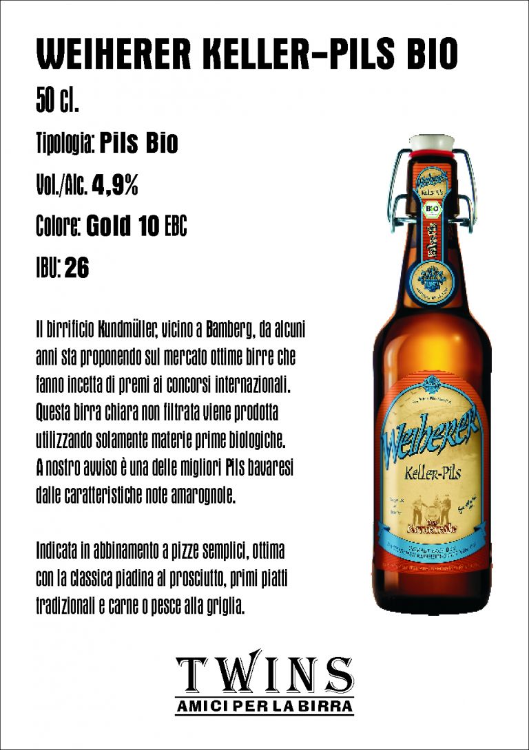 WEIHERER KELLER-PILS BIO - 50 cl. BRAUEREI KUNDMÜLLER