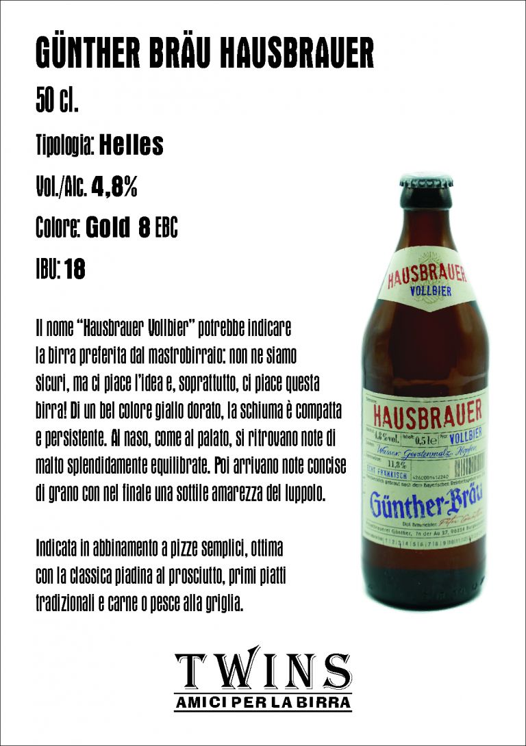 GÜNTHER BRÄU HAUSBRAUER VOLLBIER - 50 cl.