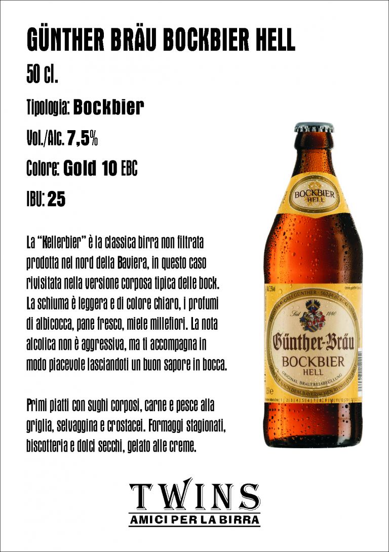 GÜNTHER BRÄU BOCKBIER - 50 cl. PRIVATBRAUEREI GÜNTHER