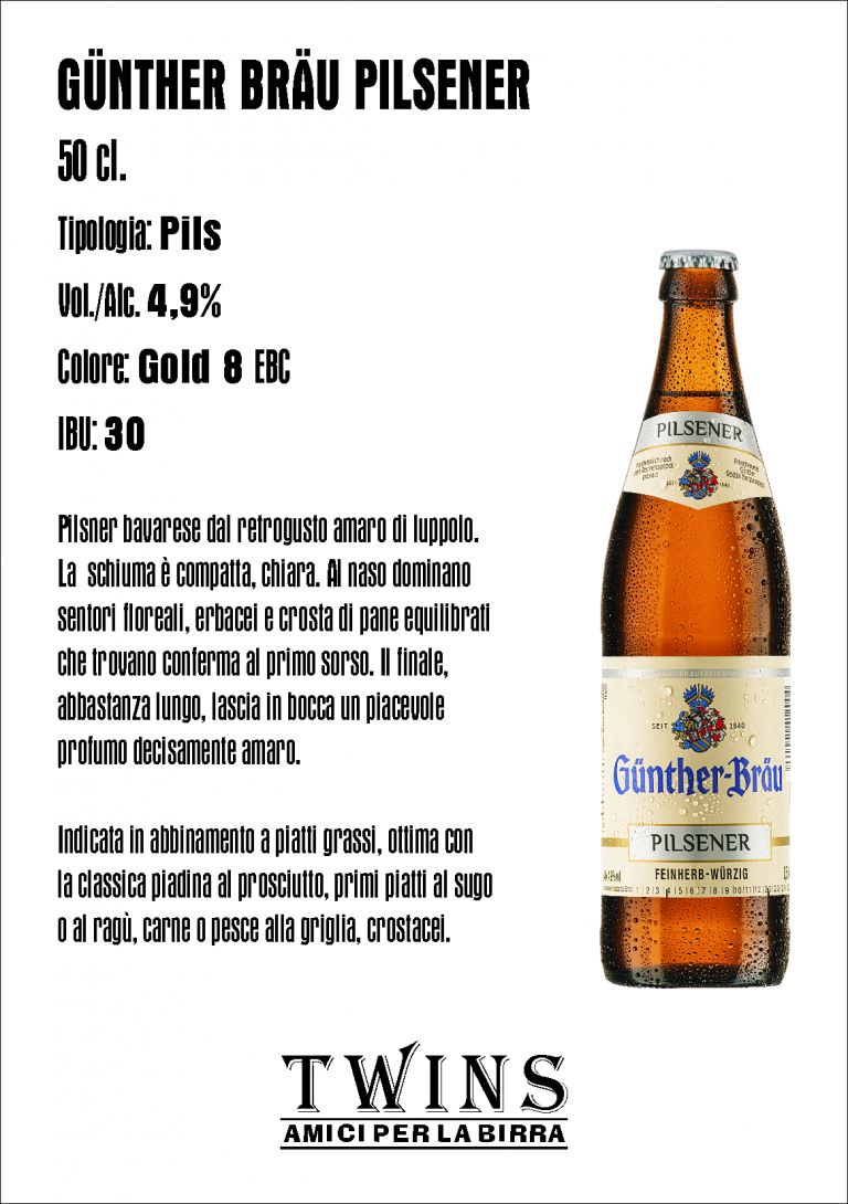 GÜNTHER BRÄU PILSENER - 50 cl. PRIVATBRAUEREI GÜNTHER