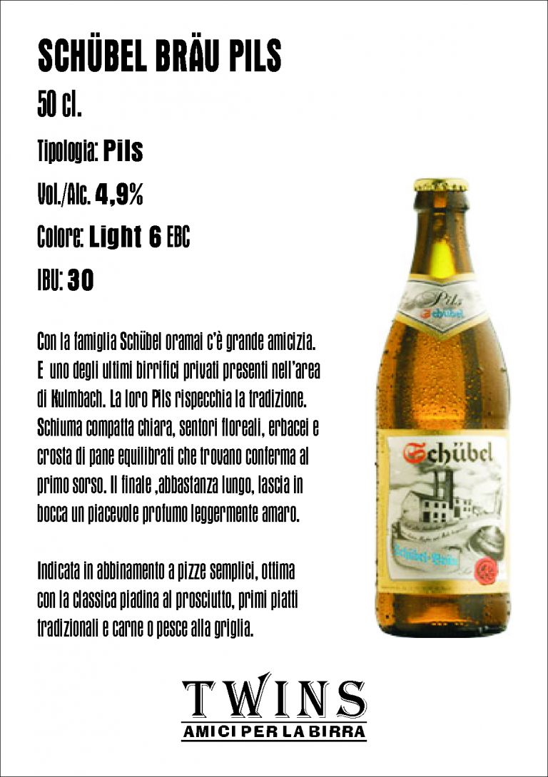 SCHÜBEL PILS - 50 cl. BRAUEREI LEONHARD SCHÜBEL